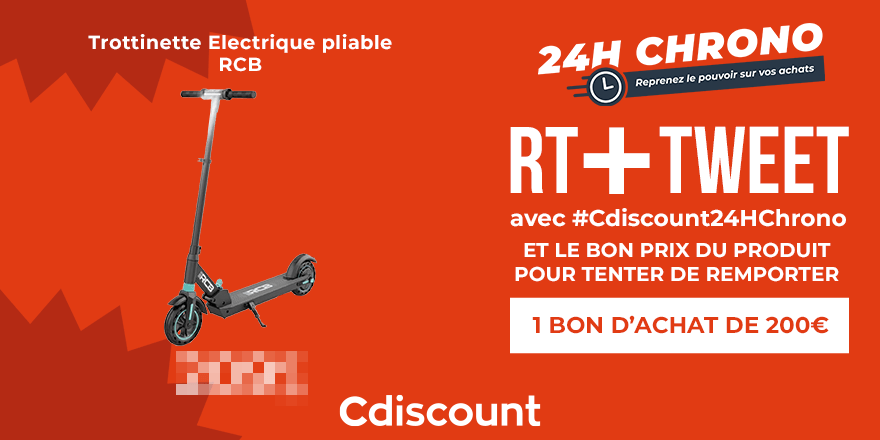 Cdiscount's tweet photo. CONCOURS 24H CHRONO 🕒🚩 
2 d'entre vous remporteront chacun.e un bon d'achat de 200€ !🎁

Ce produit sera en promo demain et pour 24H seulement : saurez-vous trouver son prix exact ?

TAS demain à 9h00 ! 🙌 https://t.co/JcEHlNUnCZ
