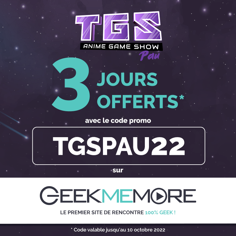 TGSevenements's tweet photo. Notre partenaire @GeekmemoreFR, le premier site de rencontre 100% geek, vous offre 3 jours d'accès à leur site avec le code TGSPAU22 !
Ce serait bête de ne pas en profiter 😉
#TGS #Pau #geekmemore #rencontre #site #geek #salon #popculture https://t.co/bgYG9wa9tx