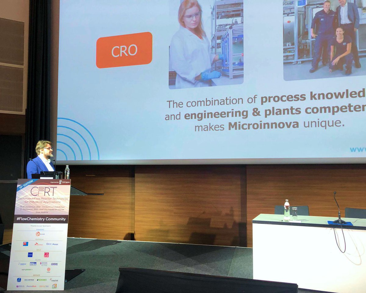 Microinnova_Eng's tweet photo. Dr. Dirk Kirschneck just had the pleasure of speaking to the audience at #CFRT 2022 about what makes Microinnova unique and the best choice for your plant construction & process development solutions. #flowchemistry #continuousmanufacturing #modularplants https://t.co/s59Um0kGsT