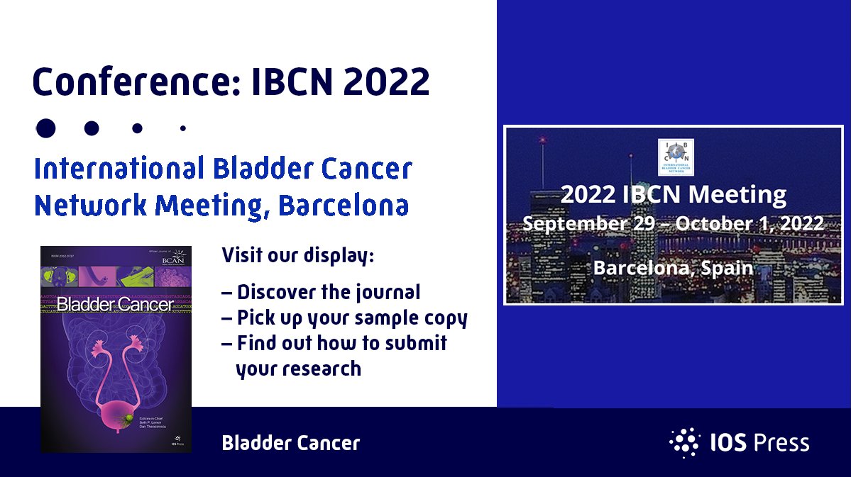 BladderCaJrnl's tweet photo. We are pleased to be attending #IBCN2022, starting today in Barcelona. Congratulations on the IBCN 25th anniversary & here's to a great meeting. Pick up a sample copy of the journal (while stocks last).
View all content online: https://t.co/BFPquocBUr
#BladderCancer #IBCN https://t.co/pjw7GDgd6X