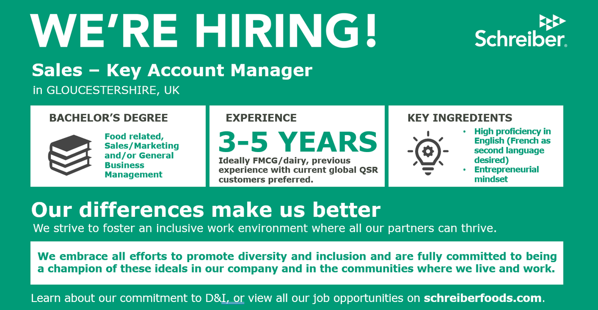 We are recruiting for a Sales - Key Account Manager position based in #Stonehouse.
This is a permanent position, the role holder will have previous sales experience (3-5 years), ideally in FMCG/dairy industry.
Apply here ➡️ bburecruit.com/jobs/sales-key…
⚫️ ⚪️ 🔴
#sales #gloucestershire
