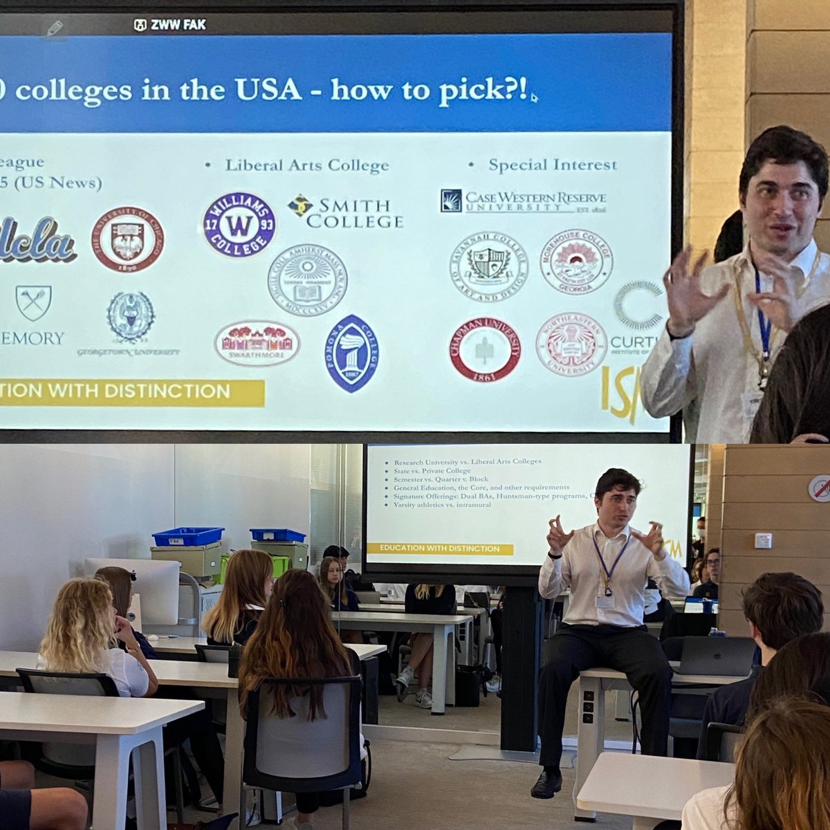 ISMonaco's tweet photo. Yesterday, ISM students had the privilege to learn about the intricacies of the U.S. university system from distinguished ISM Board member and Columbia and Havard graduate, Mr. Andrew Heinrich. Thank you, Mr. Heinrich, for your time and insights! 🎓🇺🇸
#educationwithdistinction https://t.co/9RGtiPVSjR