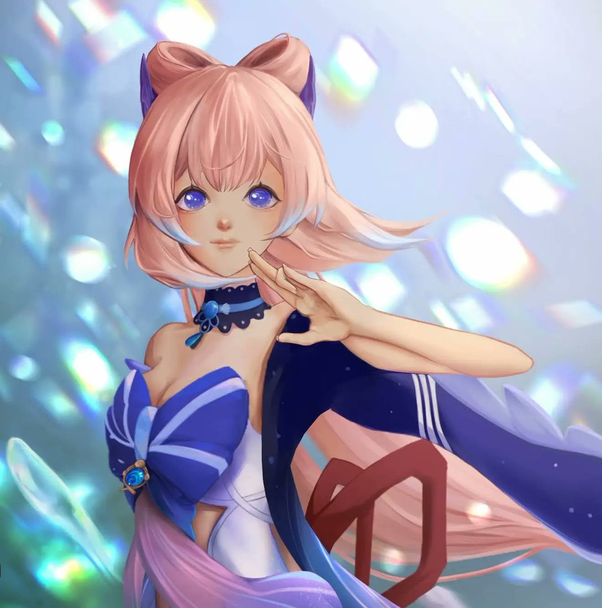 tospiwe's tweet photo. Kokomi! I finally finished this although if I could redo it I would change a few things I'm overall pretty content with this and I hope you like it!  #kokomi #Genshinlmpact #kokomifanart https://t.co/GGuovByEB4