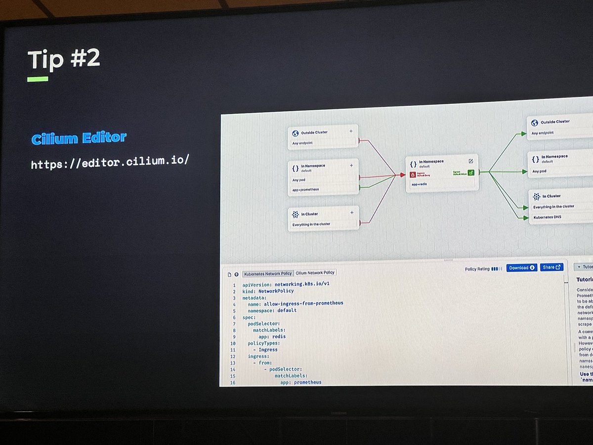 Starefossen's tweet photo. How to fix broken Kubernetes clusters? 🔥🚒 @rawkode two first pro-tips is to install @ciliumproject CNI and use Hubble CLI and UI! Also - https://t.co/cuvd501awu to view and edit your netpols 👌🏼✅ https://t.co/rn8swvjU5i