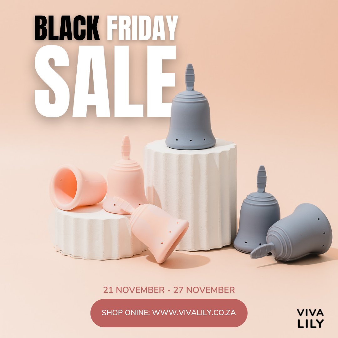 Ahead of Black Friday on the 25th of November, we’re giving you 15% Off our premium menstrual cups! Shop online and use code BLACKFRIDAY vivalily.co.za