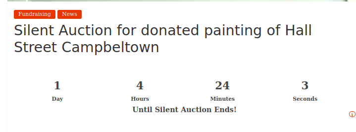 Silent Auction for the lovely Hall Street painting by Tony Williams is ending soon.
See the link below for details of the painting and how to bid. (shorturl.at/chPZ1)