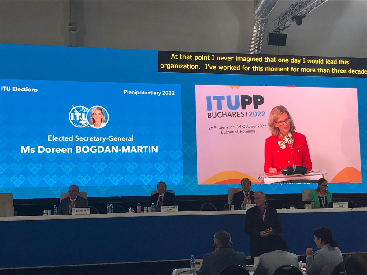 pascaletweets2's tweet image. "Mothers, daughters, sisters, fathers, brothers, sons, today we made history. After 157 years we shattered the glass ceiling!" @DoreenBogdan first woman in the history of the @ITU to be elected Secretary-General addressing the #PP-22 delegates
#ITUPP