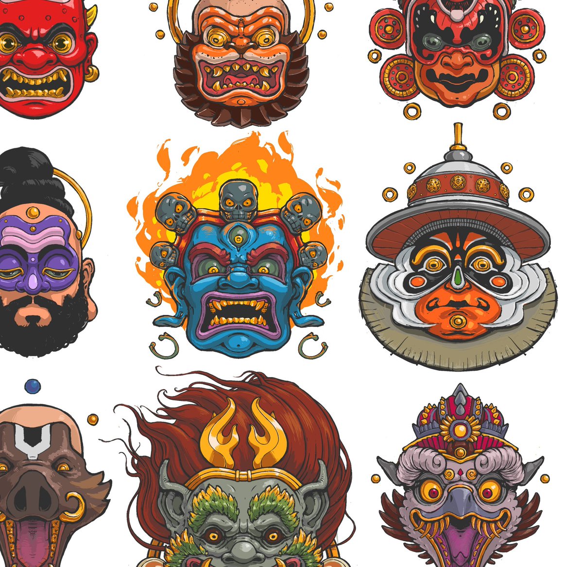 Alright! Where were we...
Yes..
Do checkout my latest listed work- 
"DEMONS" on <a href="/opensea/">OpenSea</a> ✨

opensea.io/assets/ethereu…

#NFTCommunity #nft #Masks #southasia #culture