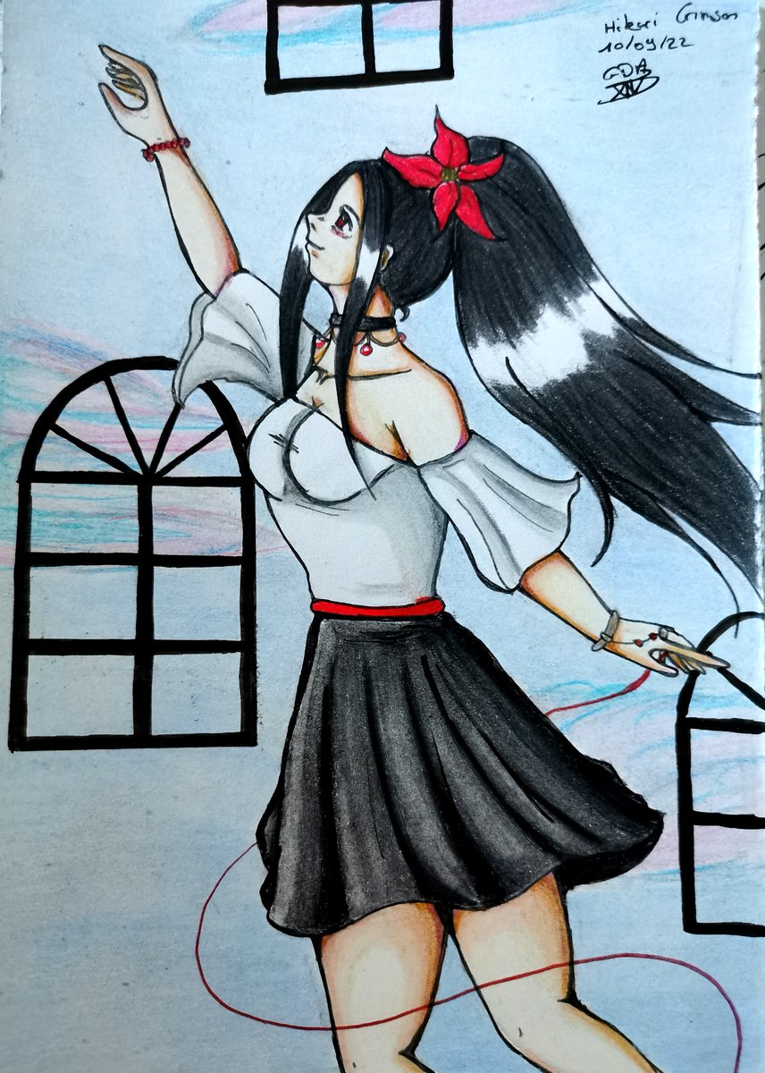 gally_art's tweet photo. Hello j'ai dessiné mon OC Hikari Crimson. Je suis partie sur un truc simple dans mon sketchbook.
#fabercastell #polychromos  #artistsontwitter https://t.co/jl5mKsUD48