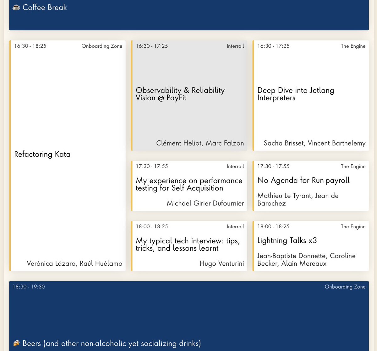 Today is a special day for PayFit's tech team: our monthly internal tech conference, Engineering I/O, will run all afternoon, with 15 talks, 20 speakers, and 3 tracks!
Hosted at Quai 8, our office in Paris, it's a great occasion to learn and share.
Check out the agenda!