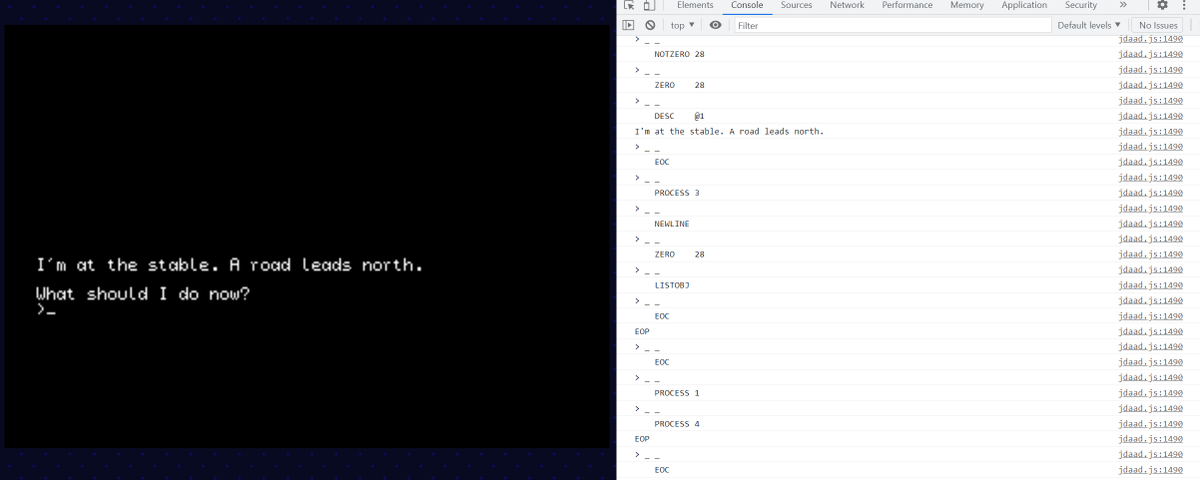 uto_dev's tweet photo. Using the browser javascript console to DEBUG DAAD games with jDAAD (work in progress). https://t.co/Sd8GDW4I6X