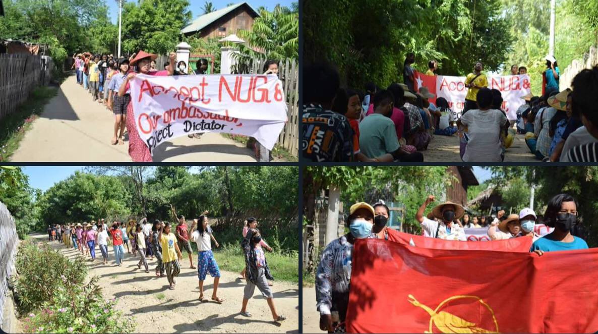 Joint forces of pro-democracy villagers of several villages from northern Salingyi township and eastern Yinmarbin township staged a strike against military dictatorship.  #2022Sept29Coup #PlsActivateStarLinkForMyanmar #MyanmarNeedsHelp #WhatsHappeningInMyanmar