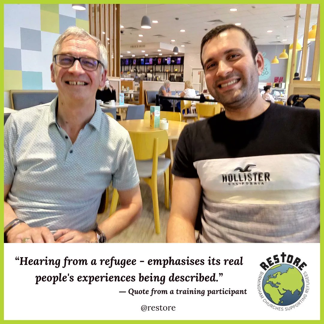 Learn more about Restore’s befriending scheme and help a refugee integrate into the community.

Link: buff.ly/3fsO1LF 

#RefugeesWelcome #Volunteering #TogetherWithRefugees #restore

@BirmCTogether @CTBI @BVSC @LoveBrumUK @CityofSanctuary
@BarrowCadbury @HoECF