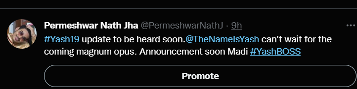 PermeshwarNathJ's tweet photo. @TheNameIsYash BOSSU I saw this in my dream so I tweeted about this today early morning, I Saw a lot more than this, and Just can't wait to see the announcement video of #Yash19  with those unimaginable sequences and visuals. I know it's on #8thJAN #YashBOSSbirthday . https://t.co/KRN6sOy9Tq