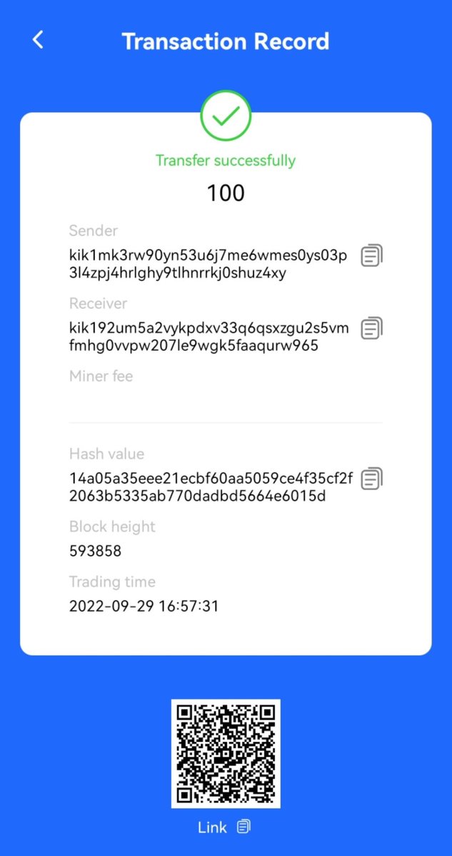 KiwiNetwork_EN's tweet photo. Thanks for your participation. 100KIK tokens has been sent to your wallet address. Please check. https://t.co/Dug3xhMG1f
