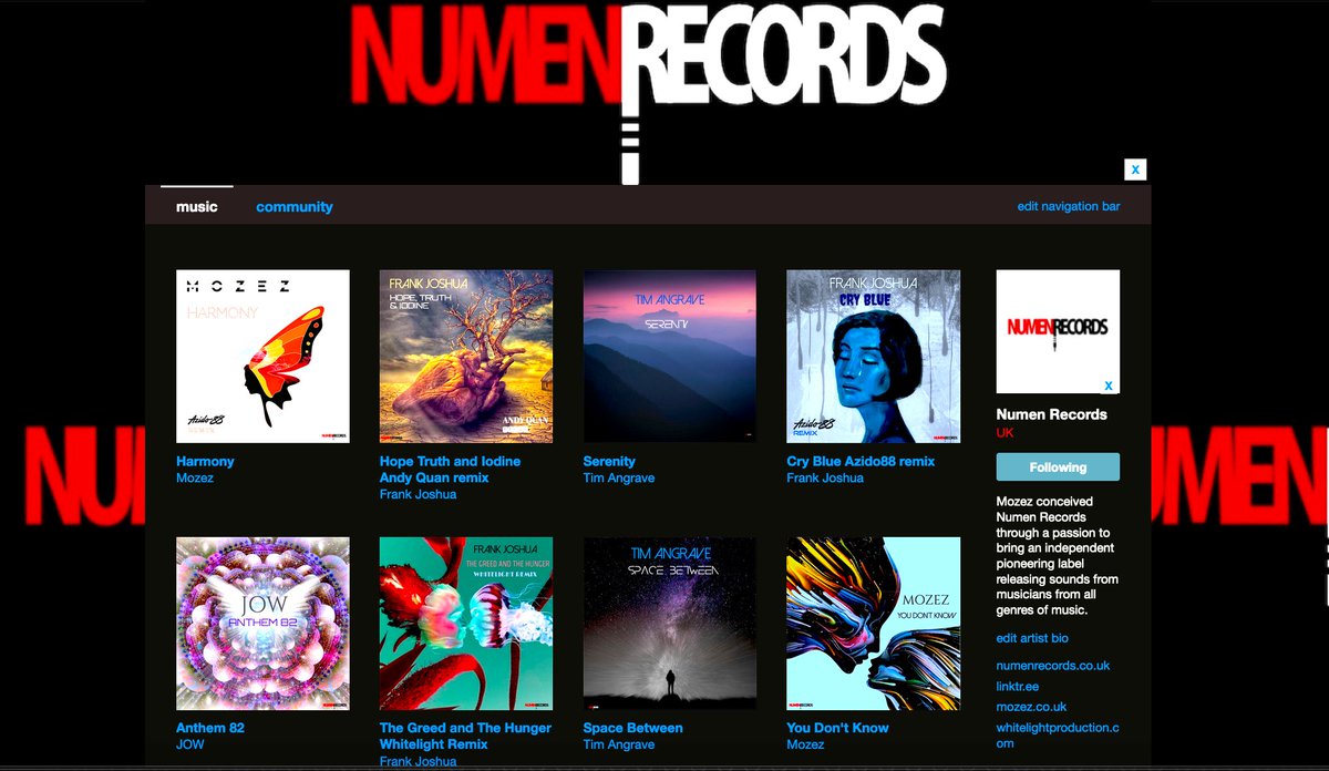 Lots of amazing tunes on Numen Records.
Join us numenrecords.co.uk
Latest release HARMONY <a href="/Mozezofficial/">Mozez</a> Remixed by <a href="/Azido88/">Azido 88</a> 
open.spotify.com/track/3cfQ8Aac…