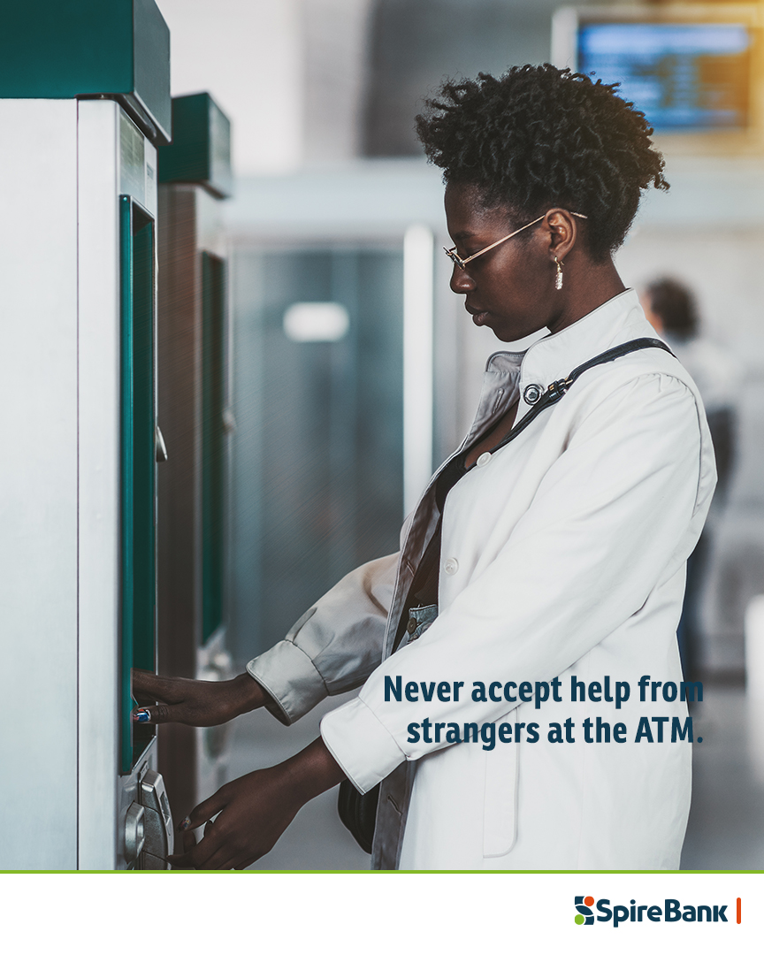 SpireBankKE's tweet photo. We ought never ever accept assistance from a stranger at an ATM. Don't take a chance if someone is attempting to distract you or if you see that the card slot has been tampered with. Never put your card into an ATM. Find a different ATM. 
#InspiringYouToDoMore https://t.co/6rZSoxHDu6