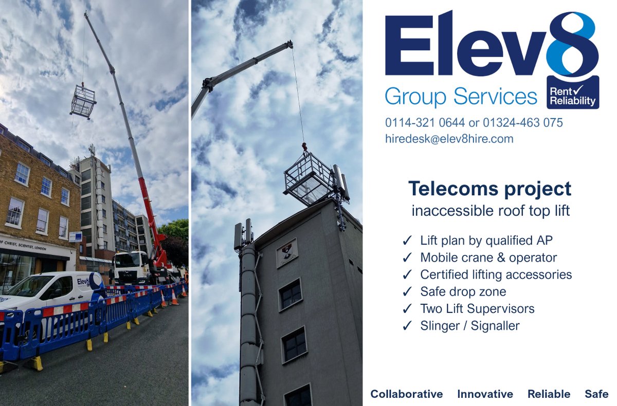 Elev8Access's tweet photo. Our in-house #contractlifting team lifting a steel frame onto the roof of a hotel in London 💪
#liftingproject surveyed & designed by an Elev8 Appointed Person who selected a mobile #crane with long range and flexibility for this inner-city location.
https://t.co/xPEPkX4nop https://t.co/KFOh5y4aty