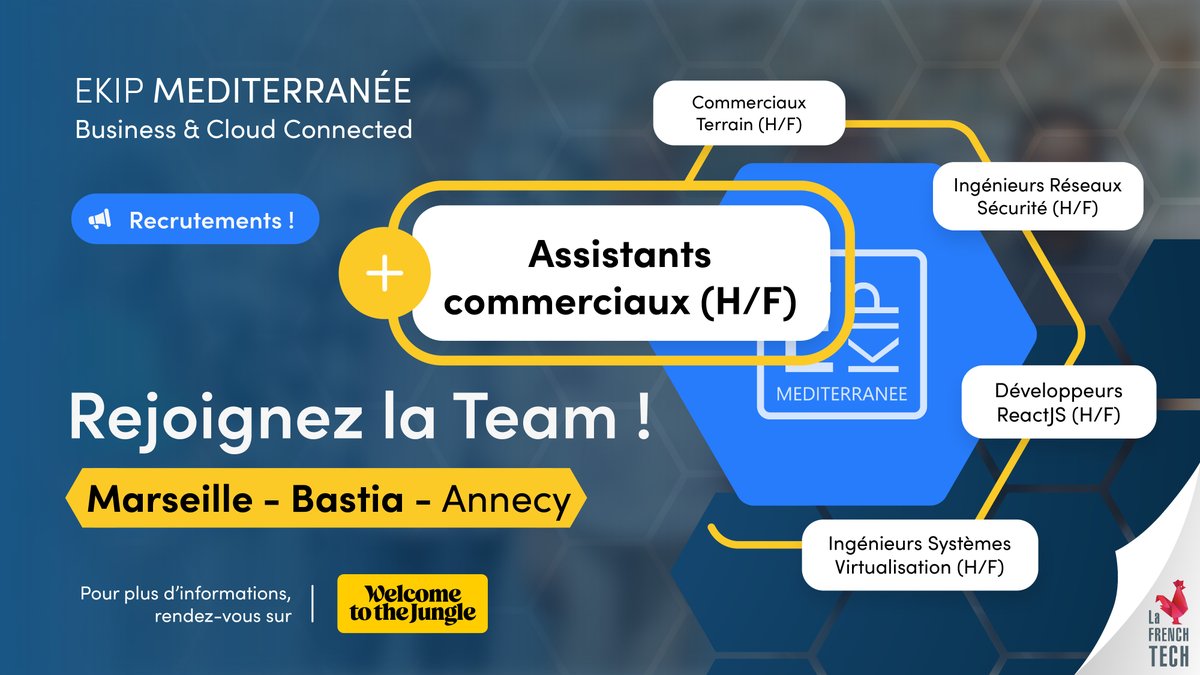 e_kipMed's tweet photo. EKIP Méditerranée recrute !

Assistants commerciaux (H/F).
Devenez le bras armé des commerciaux et aidez-nous à accélérer le business.

Rejoignez la Team !
Recrutements sur Marseille et la Corse.

Pour postuler :
https://t.co/bO6z3qWBZL

#offres #happyjobs #jobs #hiring https://t.co/g8ZhVhJ3vV