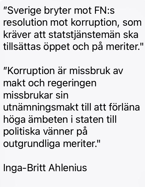Apropå utnämningspolitiken inom svensk förvaltning: