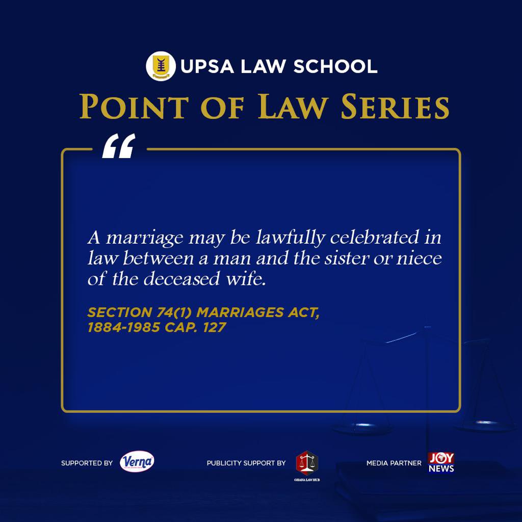 UPSALawSchool's tweet photo. Today on the Point of Law Series, we discuss marriage between a man and the sister or niece of his deceased wife.
#PointofLawSeries #POLS #Marriage #Spouse #Dissolutionofmarriage #deceasedspouse https://t.co/7lHivaWf1V