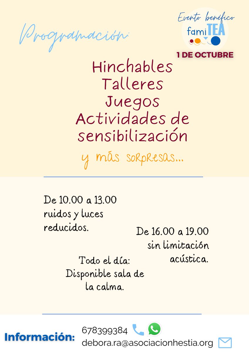 Hemos querido celebrar nuestro tercer año a lo grande.  Ven a pasarlo en grande con FamiTEA, acompáñanos este sábado 1 de octubre en el Pabellón Anchieta II (Calle Benito Perez Armas, 3. La Laguna). Estaremos de 10.00 a 13.00 y de 16.00 a 19.00. 
La entrada es libre.