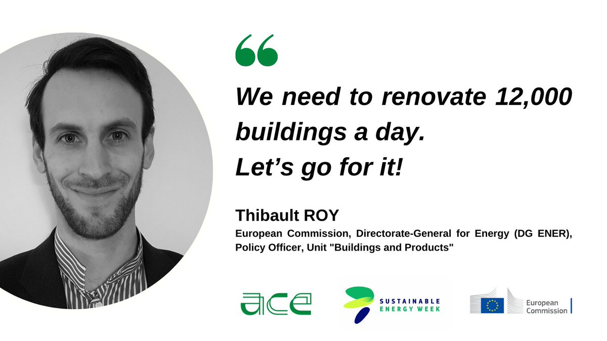 Ace_Cae's tweet photo. The #RenovationWave sets the objective of at least doubling the annual energy renovation rate by 2030.
Get more insights from @TiboRoy @EU_Commission DG 
this afternoon during our policy debate

Join us live at 4PM
 https://t.co/u9RifNgsvC

#ACEenergy #eusew2022 #architecture https://t.co/oSA8qtK1JF