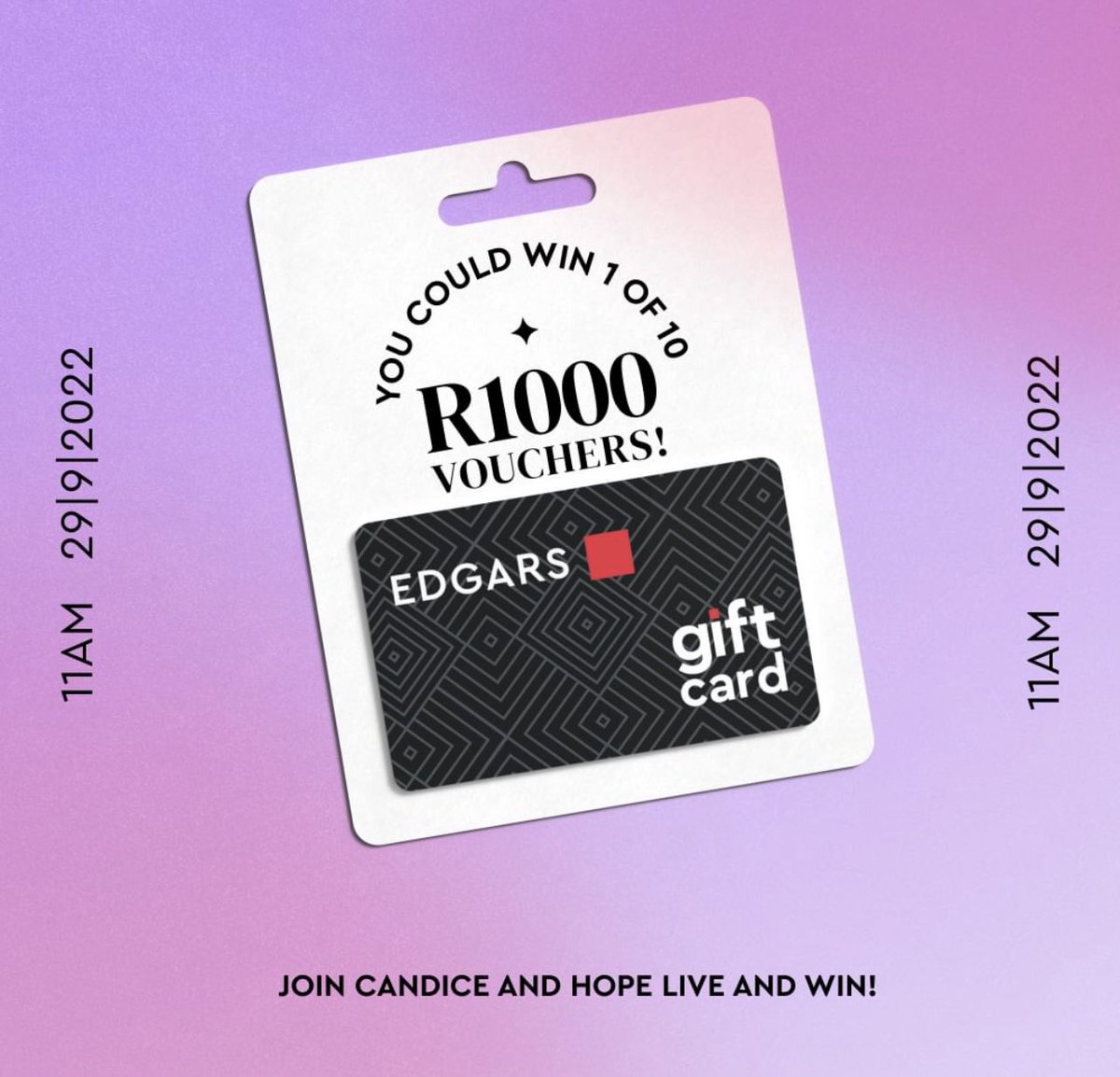 WIN 1 of 10 R1000 shopping vouchers to shop at <a href="/EdgarsFashion/">Edgars</a> simply join myself and Hope Mbhele as we go Live and style what’s #NewInNow at Edgar’s Fashion Kelso. Interact and engage and stand a chance to win! Easy peasy! See you at 11am today Edgar’s page on Fb and Instagram👊🏽