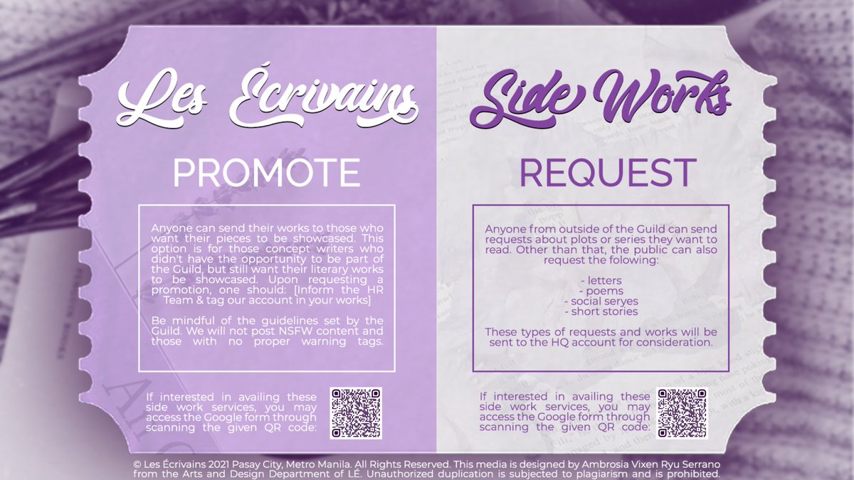 ㅤ

Having a hard time expressing what you wish to say? Do you want your work to reach a wider audience? Worry not, LÉ and its LÉtters are here to solve your dilemmas! Scan the QR Code below to promote or request a piece!

#LÉSideworks
#LÉPromos

ㅤ
