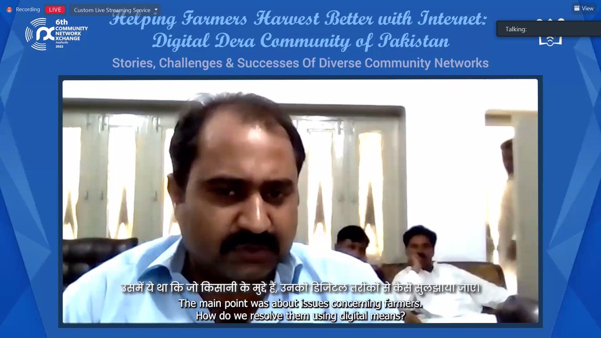 DEFindia's tweet photo. In our first case study for the day, we join Amer Hayat @AamerBhandara explain how the @DigitalDera CNs are helping the farmers in Pakistan stay connected, get updated information and get better harvests.
#CNX
#CNX2022
#CommunityNetworkXchange
#CommunityNetworks https://t.co/D71ErYSpdQ