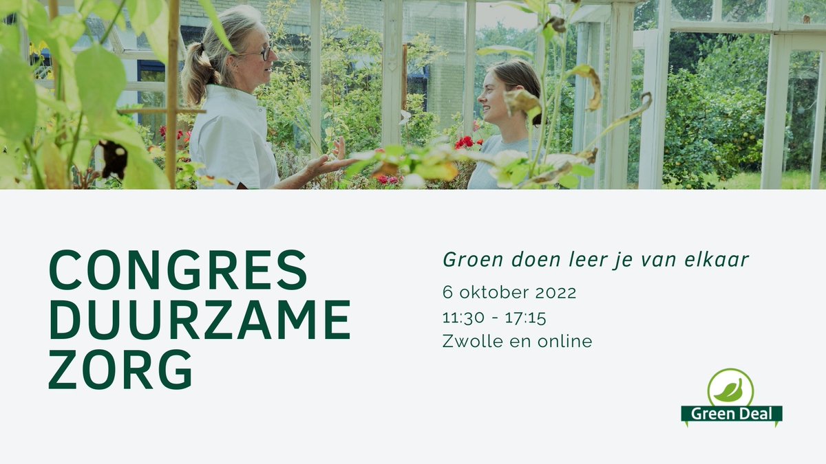 Heb jij je tickel al binnen? 🎫 Vandaag is de laatste dag om je aan te melden voor het congres Duurzame Zorg in Zwolle op 6 oktober. Aanmelden is kosteloos en kan eenvoudig via …rzamezorg2022.evenementenbureauvws.nl