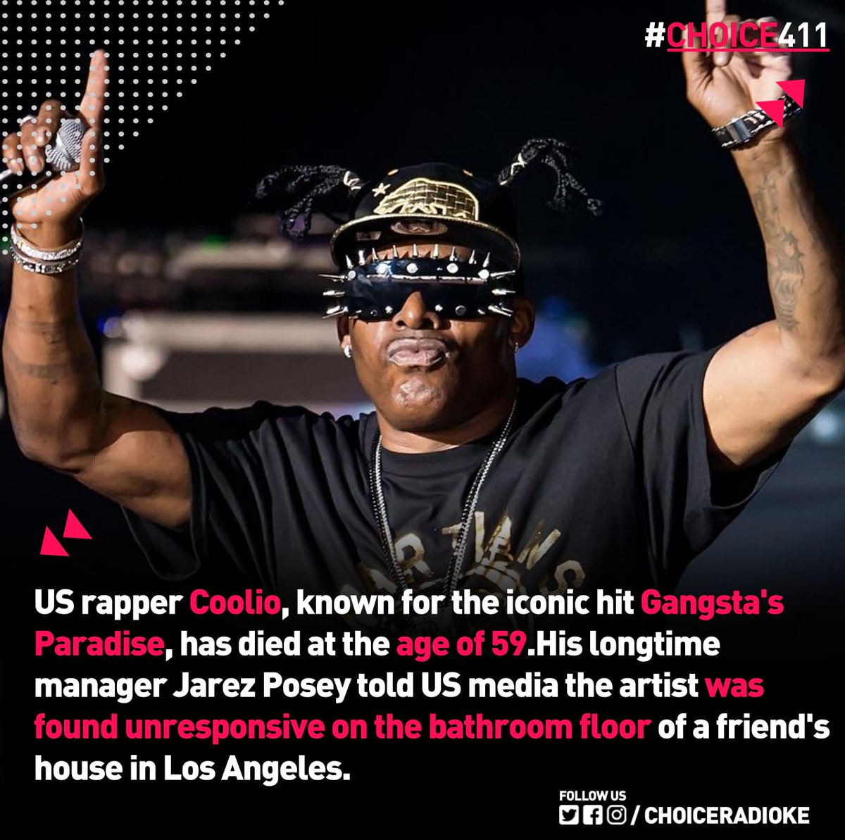choiceradio_ke's tweet photo. Coolio, ‘Gangsta’s Paradise’ rapper, dead at 59
#Choice411 https://t.co/c2t2YzFFOF