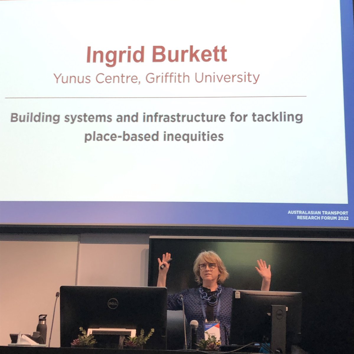 ATRFConference's tweet image. Inspiring keynote from @IngridBurkett  challenging our thinking well beyond transport to tackle the complexity of disadvantage in Australia. #ATRF2022