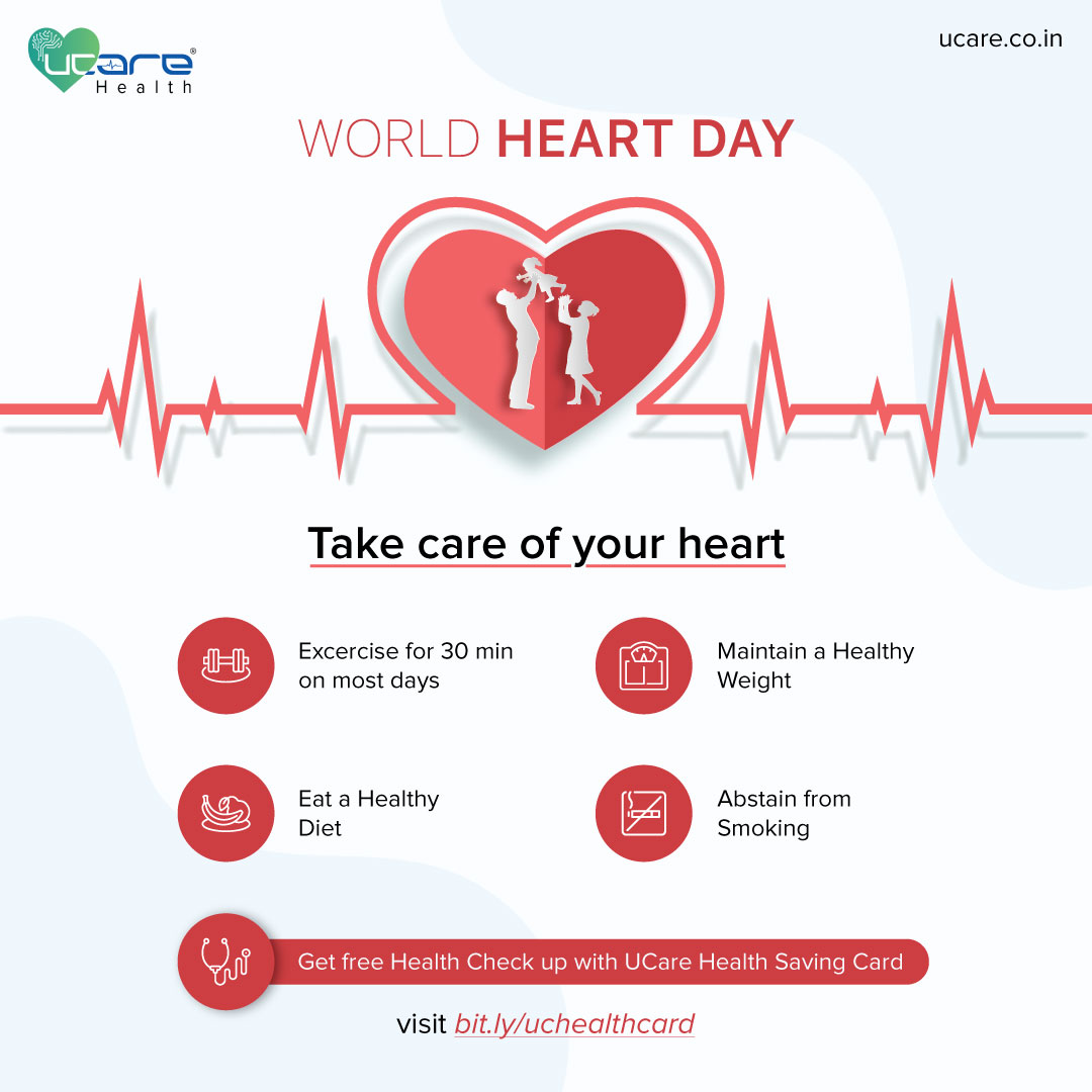 ucareIndia's tweet photo. Celebrate #WorldHeartDay by taking care of your heart. Get a free health check-up with UCare Health Card https://t.co/Z3Ce6zIkYI
.
.
#heartday #WorldHeartDay2022 #worldheartday #heartattack #cardiacarrest #excersice  #diet #smoking https://t.co/SHT58NP8Pm