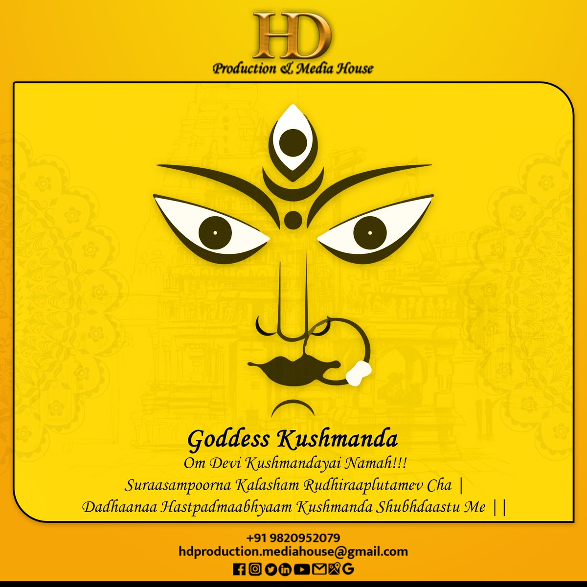 rHighDefinition's tweet photo. Goddess Kushmanda 
. 
Om Devi Kushmandayai Namah!!!
Suraasampoorna Kalasham Rudhiraaplutamev Cha |
Dadhaanaa Hastpadmaabhyaam Kushmanda Shubhdaastu Me ||
. 
Meaning: Goddess Kushmanda who holds two pitchers full of Madira and Blood in her lotus hands, be propitious to me. https://t.co/A48ZdxZaQP