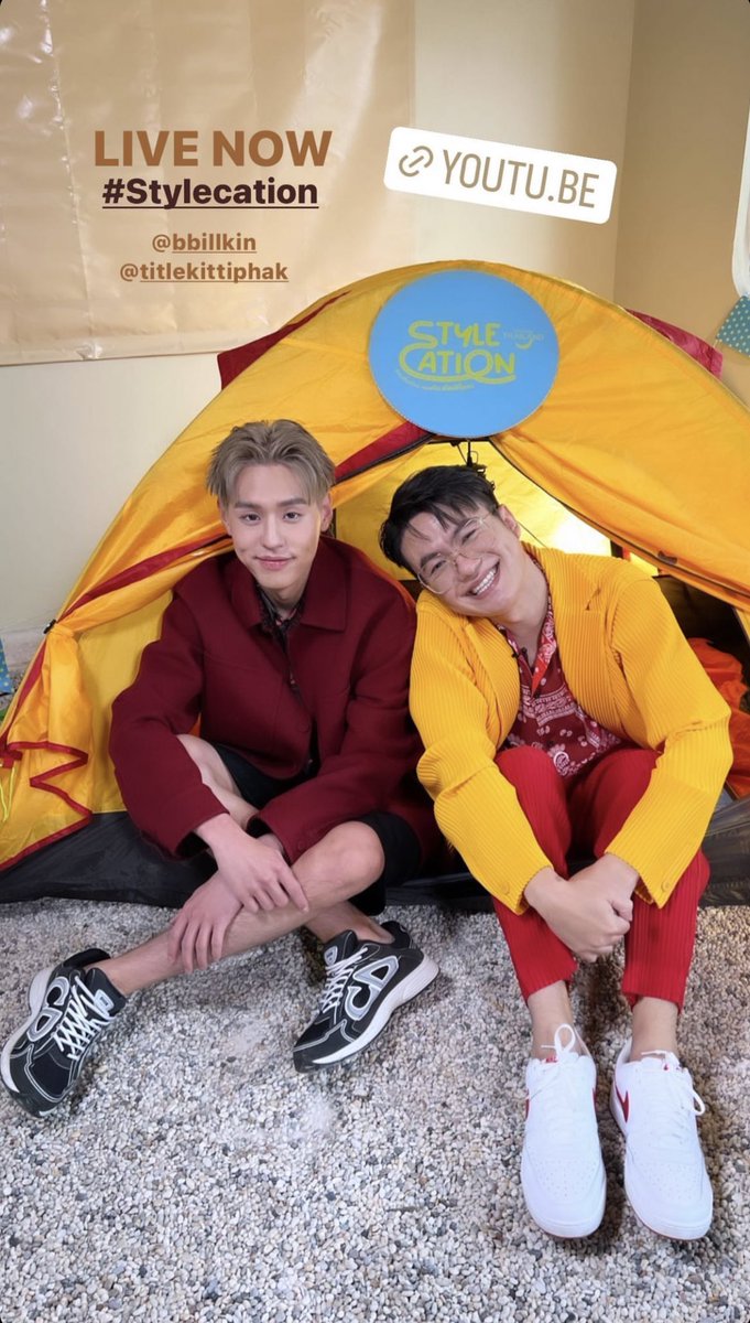 nongderrr's tweet photo. พี่เติ้ลน้องกิ้นแต่งตัวเป็นเต๊นท์ครับ 🏕️ #STYLECATION https://t.co/fbtfPYWGGF