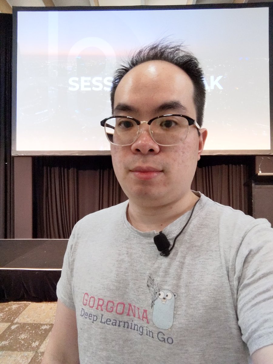 chewxy's tweet photo. Mic'd up and good to go. My talk, On Notation (spoiler: @apl_language is involved) will follow Thiago Baldim's talk. Only at @dataengconfau #dataengbytes #dataengbytes22 https://t.co/Ttfp5nbvZs