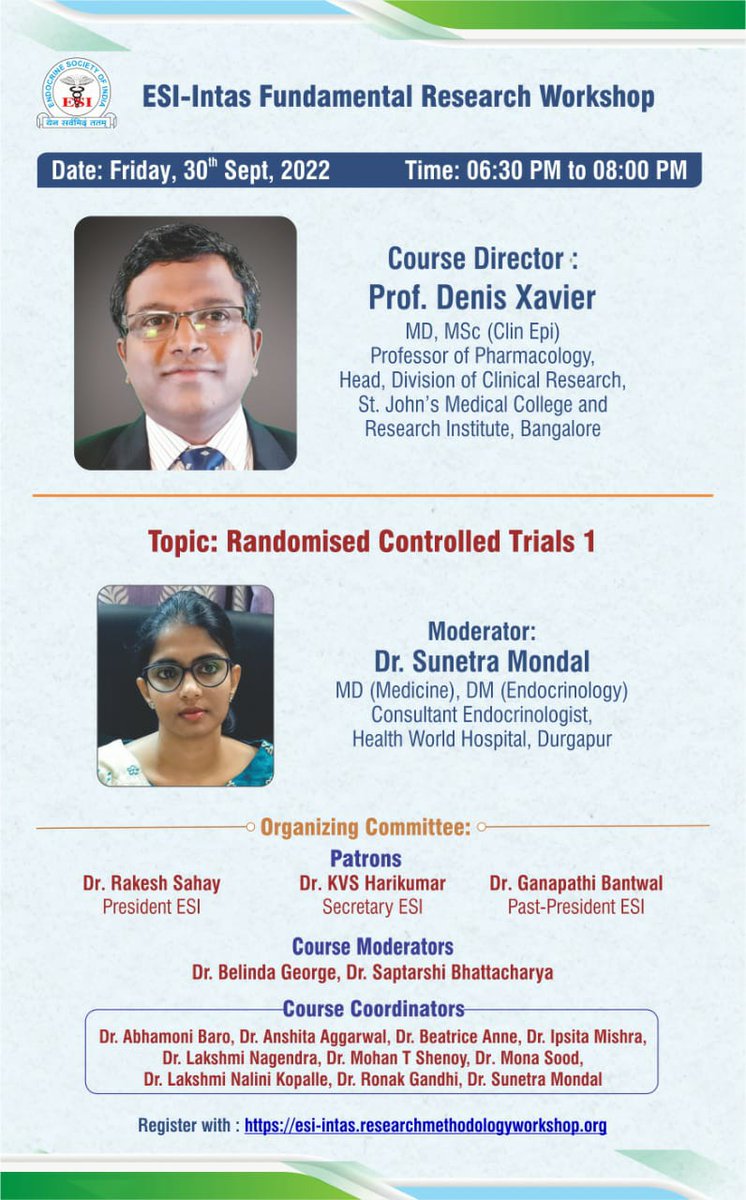 Endocrine Society of India (@indiaesi) on Twitter photo Tomorrow evening 6:30 pm 🇮🇳
ESI Biostatistics workshop ✍️
Please find the link for ready reference
…intas.researchmethodologyworkshop.org
<a href="/sahayrk/">Rakesh Sahay</a> <a href="/hariendo/">KVS Hari Kumar</a> <a href="/AskDrShashank/">Dr. Shashank Joshi</a> <a href="/SanjayKalraDr1/">Dr Sanjay Kalra</a> <a href="/DrAmbrishMithal/">Dr Ambrish Mithal</a> <a href="/JubbinJacob/">Jubbin Jacob</a>
<a href="/EndoBrigade/">Endocrine Brigade</a> <a href="/omlakhani/">Dr. Om Lakhani, MD, DNB (ENDO)</a> <a href="/Endocrine_News/">Endocrine News</a> @thehormoneD0C <a href="/drronakmgandhi/">RONAK GANDHI</a> Tomorrow evening 6:30 pm 🇮🇳
ESI Biostatistics workshop ✍️
Please find the link for ready reference
…intas.researchmethodologyworkshop.org
<a href="/sahayrk/">Rakesh Sahay</a> <a href="/hariendo/">KVS Hari Kumar</a> <a href="/AskDrShashank/">Dr. Shashank Joshi</a> <a href="/SanjayKalraDr1/">Dr Sanjay Kalra</a> <a href="/DrAmbrishMithal/">Dr Ambrish Mithal</a> <a href="/JubbinJacob/">Jubbin Jacob</a>
<a href="/EndoBrigade/">Endocrine Brigade</a> <a href="/omlakhani/">Dr. Om Lakhani, MD, DNB (ENDO)</a> <a href="/Endocrine_News/">Endocrine News</a> @thehormoneD0C <a href="/drronakmgandhi/">RONAK GANDHI</a>