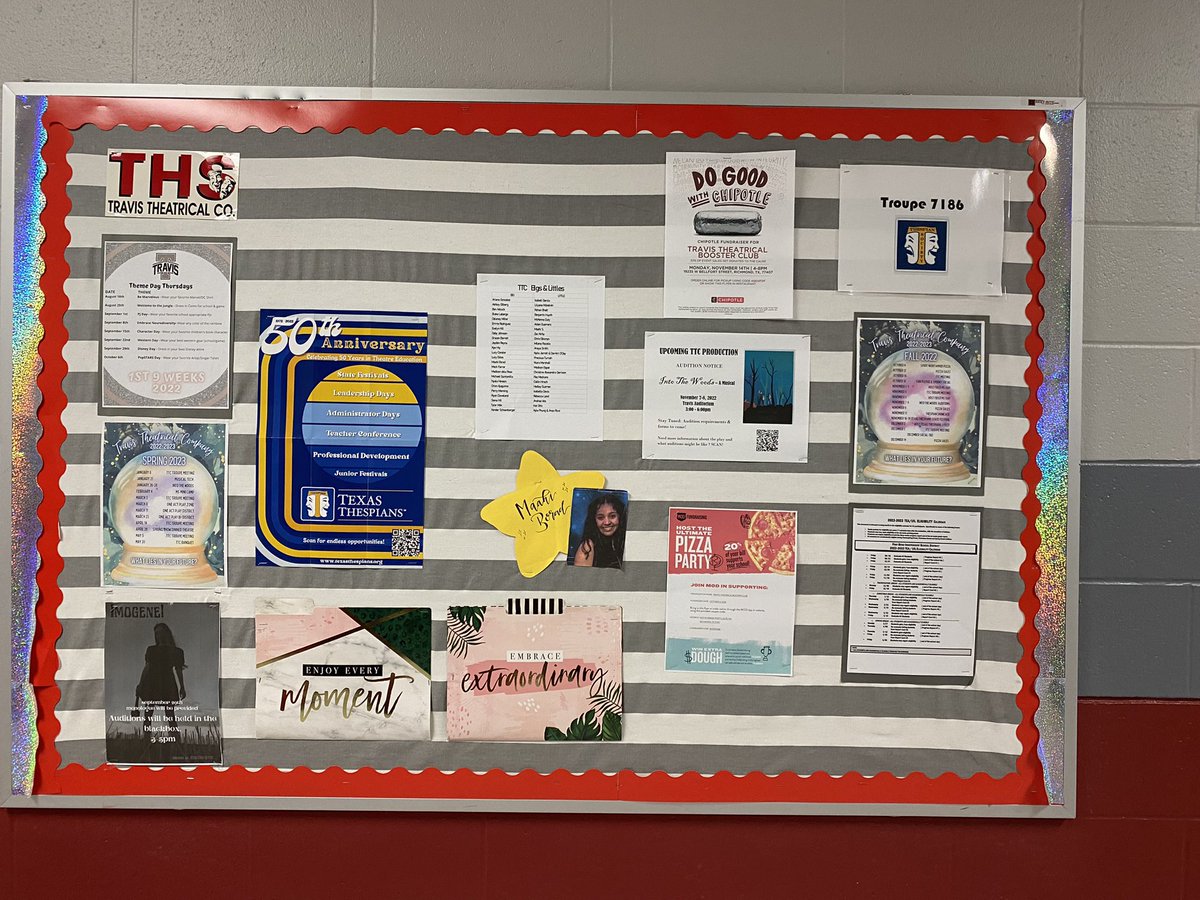 GETtheHand's tweet image. We all love an updated call board and shout out from a former teacher about our troupe’s pride, amiright @TravisTheatre?!? Stop by to see our department updates and spirit nights 💗 #auditions #Calendar #makingmagic #spiritofttc