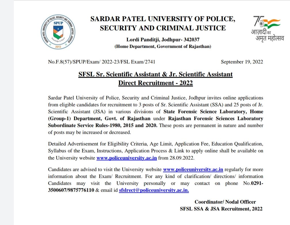 Forensic Science Laboratory, Rajasthan, tweet media