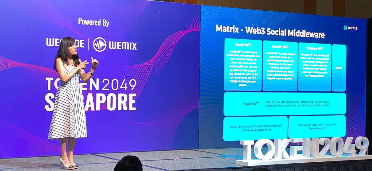 Today in Singapore! @Caria_Metis, the CEO, CoFounder of @RPSMatrix spoke on Metis L2 and the launch of Matrix Reputation Power system! Soon you will be able to record and use your SBTs collected from any chain to expand reputation power to areas of your web3 life on @RPSMatrix!