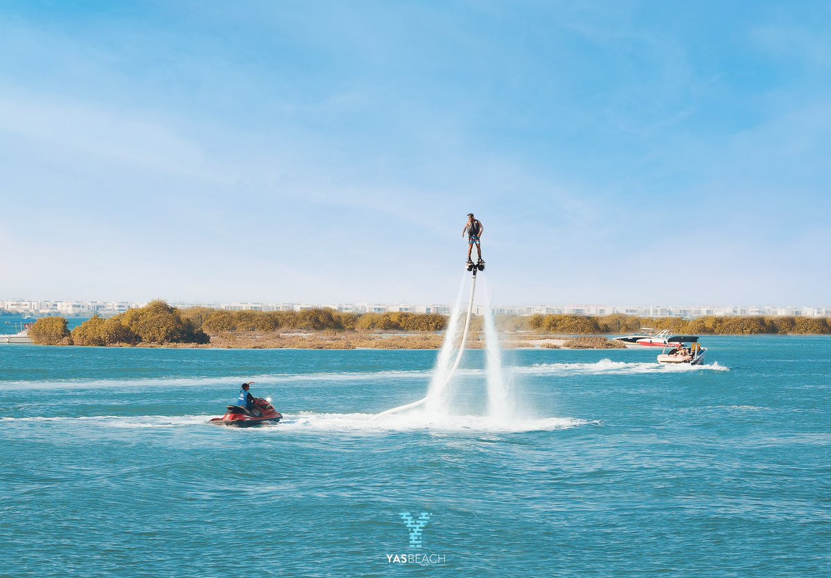 Take on a one-of-a-kind experience at #YasBeach with a fly-board adventure that has you soaring above the water and defying gravity.

#yasbeach #fun #watersports #sport #flyboarding #beachactivities #beachsports #beachvibes #flyboard #adventure #sports #wateractivities