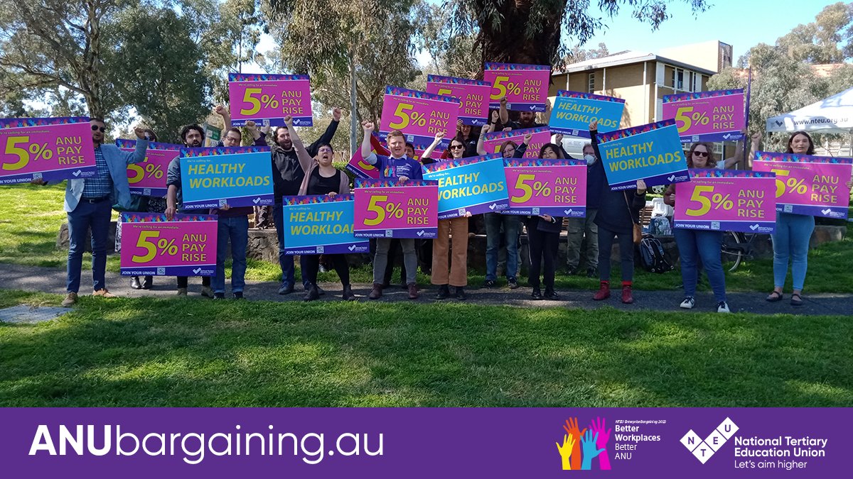 NTEUACT's tweet photo. Bargaining has started! Congrats to all members who helped bring @ourANU to the bargaining table.

Follow the campaign at https://t.co/HPE4fNh4M8.

If you work at the ANU and you're not yet a union member, now is the time! Join at https://t.co/PP4Q3DH2m2. ✊ #BetterUnis @NTEUnion https://t.co/DjVjHN5ZtC
