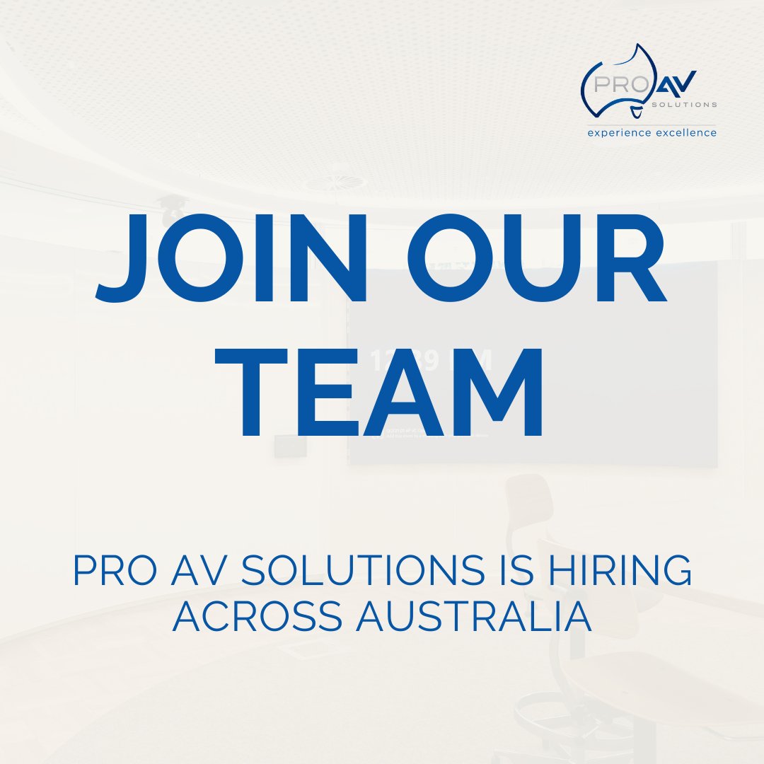 ProAVSolutions's tweet image. Our teams continue to grow!
Pro AV Solutions is hiring around Australia - to see all current job openings and apply, please visit the link below.
lnkd.in/gMrxxn5
We look forward to meeting you!
#careers #hiring #australiajobs #jobs #audiovisual #AV #jobopenings