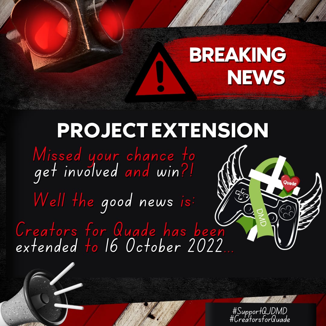 News just in 📣... #CreatorsforQuade has extended the chance for you to WIN, by simply donating to the cause 💚
#SupportQJDMD #DuchenneAwareness #DonateAndWin