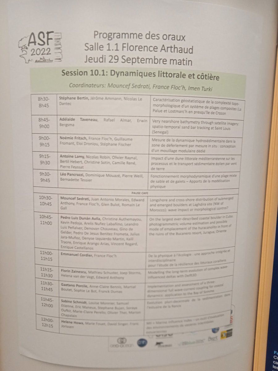 FlocFrance's tweet photo. New day @SeaTechWeek @ASF_Brest. Today Coastal Dynamics session with a great program! @ISblue_school @IUEM_Brest @UMR_Geo_Ocean @UBO_UnivBrest @UBS_universite @Ifremer_fr @CNRS_dr17 #CoastalDynamicsInBrest https://t.co/GmJ9FzkUHz