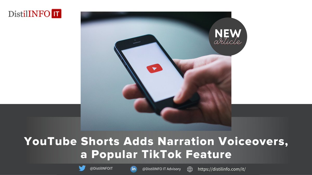 DistilINFOIT's tweet photo. @YouTube Shorts Adds Narration Voiceovers, a Popular @tiktok_us Feature. ➡️ https://t.co/MupI6hQsS2
#YouTube #YouTuber #youtubeshorts #tiktok #iOS #google #InformationTechnology #ArtificialIntelligence #tech #technews #TechTrees #news https://t.co/GN8o43PCES