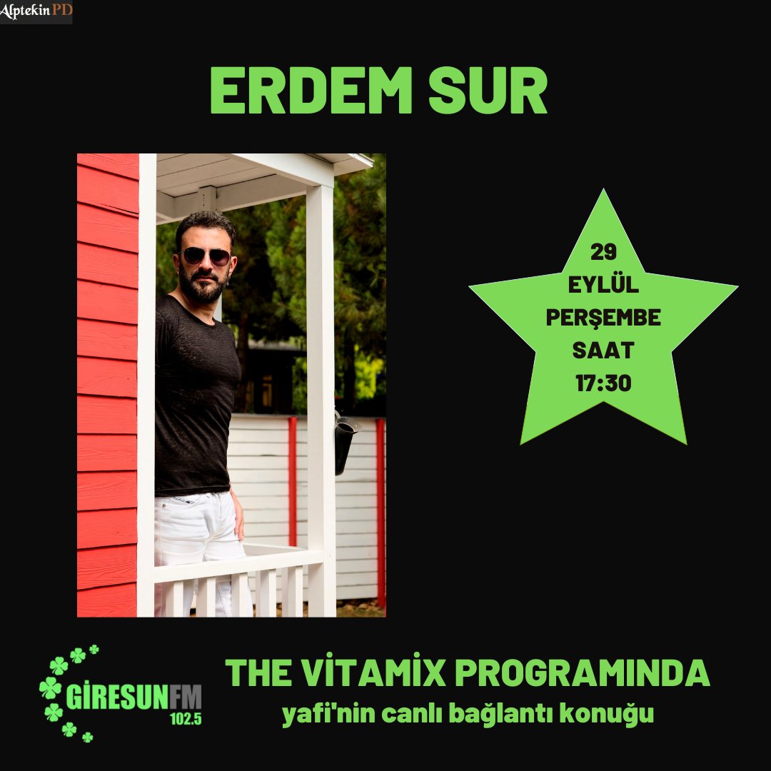 Erdem Sur 29 Eylül Perşembe Günü Saat 17:30'da Giresun Fm The Vitamix Programında Yafi'nin  Canlı Bağlantı Konuğu Olacak Sakın Kaçırmayın... <a href="/erdemsurresmi/">erdemsur</a> <a href="/Yafiyafi2/">Yafiyafi</a> <a href="/cenkleyoklama/">Cenk ALPTEKİN</a> #giresunfm
