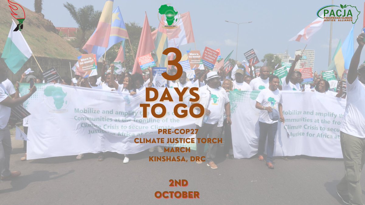 PACJA1's tweet image. 🔴The #ClimateJusticeTorch march taking place in DRC is aimed at mobilizing African activists to support the DRC in the organization of #PreCOP27 &amp;amp; active participation in #COP27 to not only meet climate challenges in Africa but to see lasting changes across the region.@RCC_RDC
