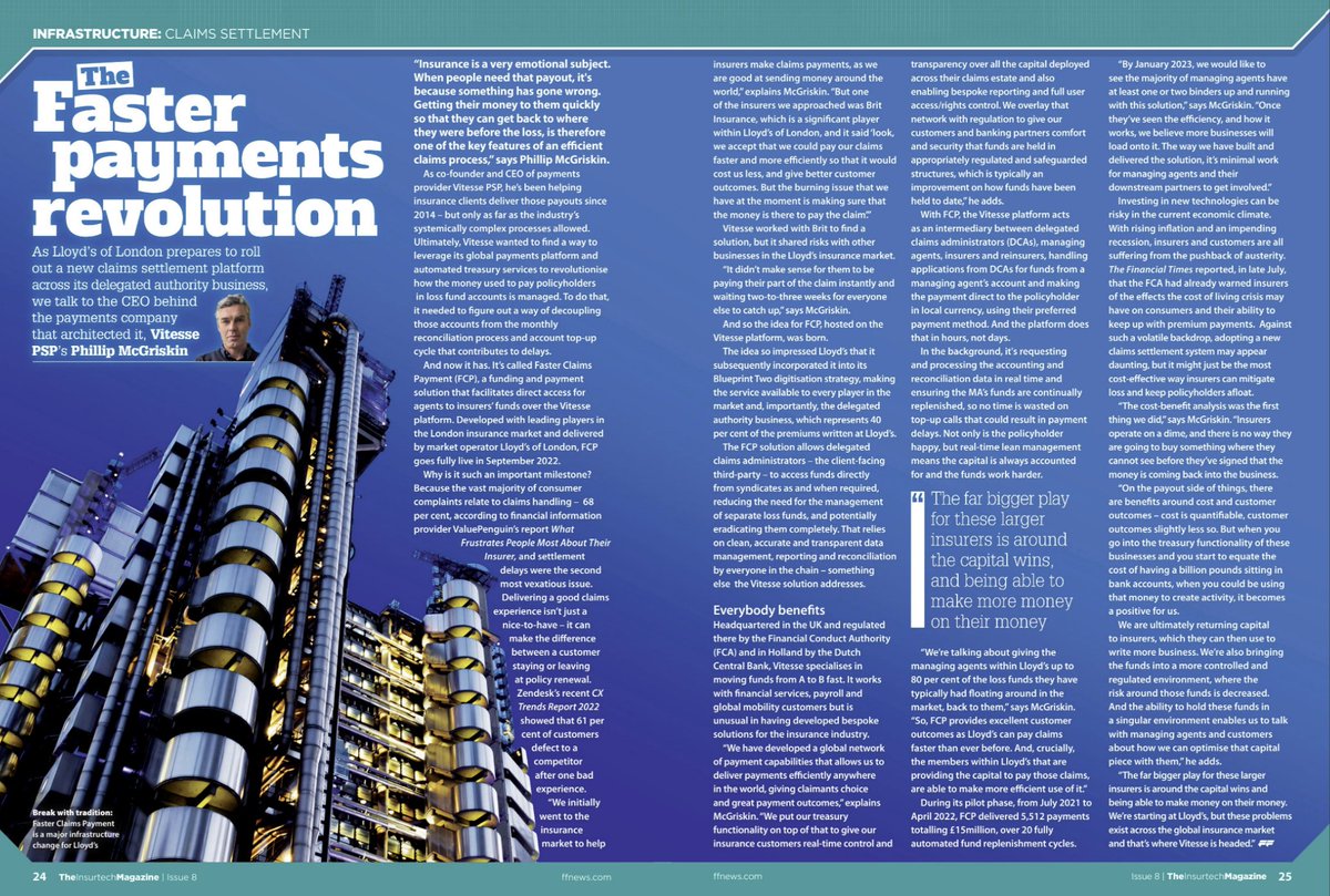 Did you catch Phillip McGriskin talking to Fintech Finance in the latest #insurtech magazine about the faster #payments revolution happening in #claims?
No? You can read the full article here:
vitessepsp.com/the-faster-pay…
